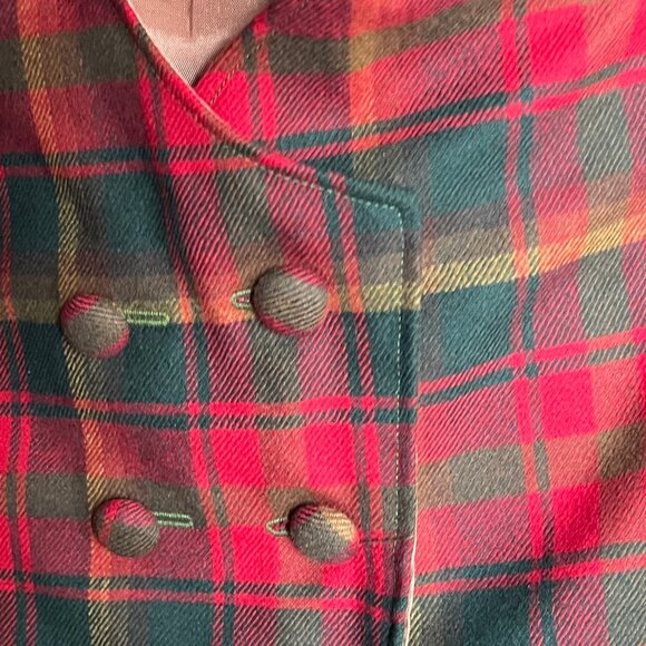 Vintage Handmade Matching Midi Skirt Vest Set Suit Plaid Wool Fall Octoberfest - Picture 6 of 7